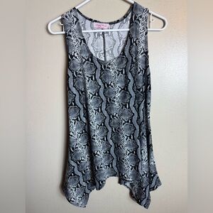 Pretty Woman Snakeskin Tank Top Handkerchief Hemline USA Soft Summer Casual